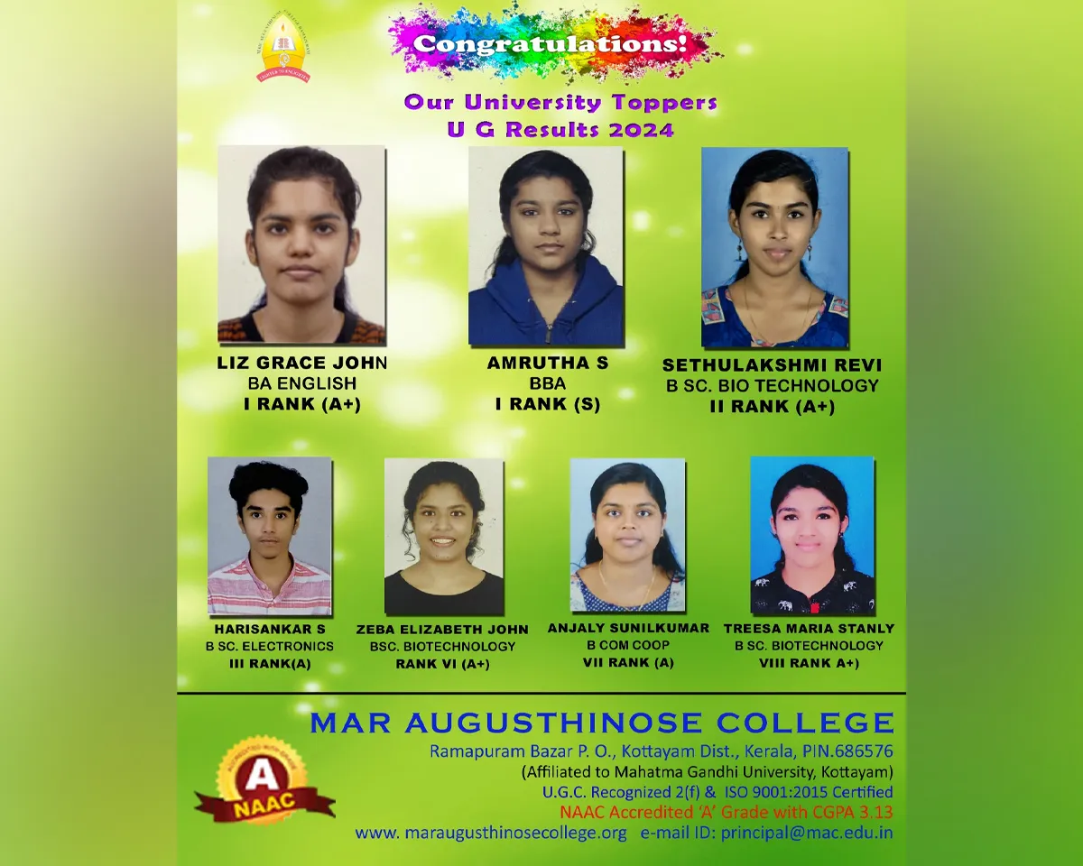 mar augustinose college rank holders
