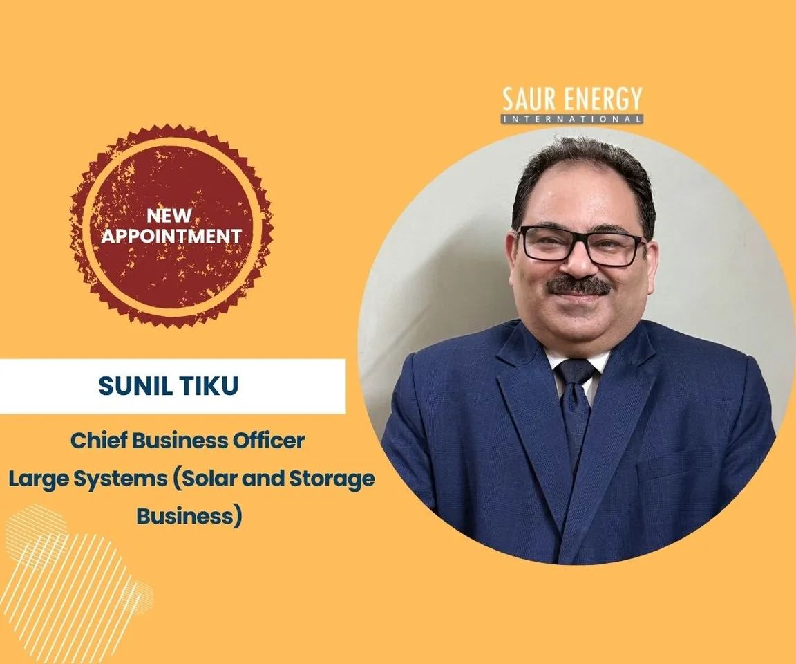 Sunil Tiku Joins Eastman Auto as Chief Business Officer Solar and Storage