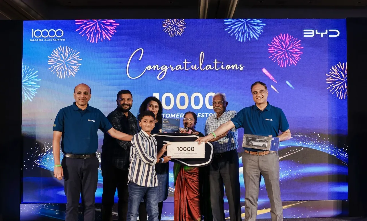 BYD India Marks Milestone with 10,000 EVs Delivered in India
