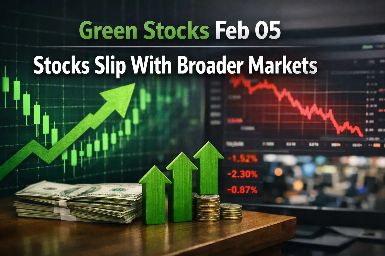 Green Stocks Feb 05 2026- Stocks Slip With Broader Markets