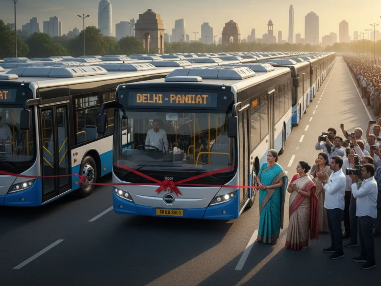Delhi Flags Off 500 EV Buses, Restarts Delhi–Panipat Service After 18 Years