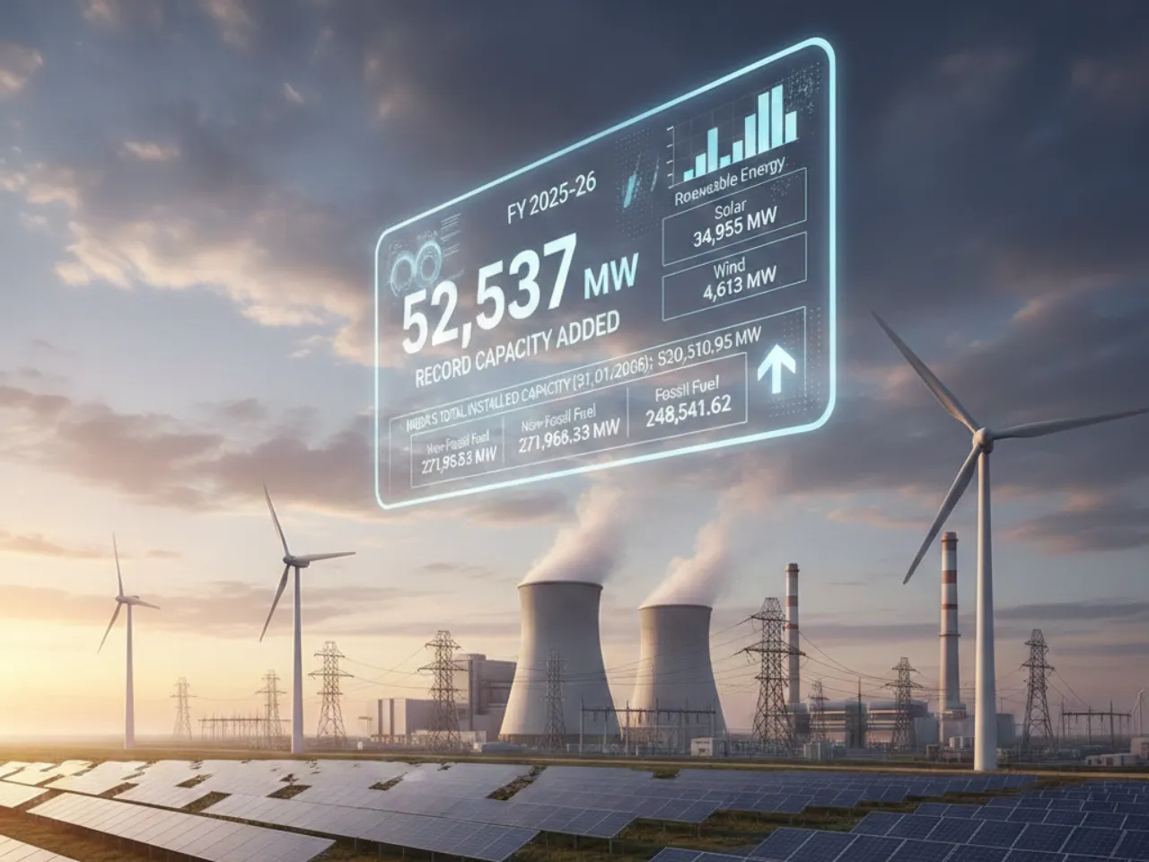 Led By Renewables, India Adds Record 52 GW Power Capacity in 10 Months of FY26