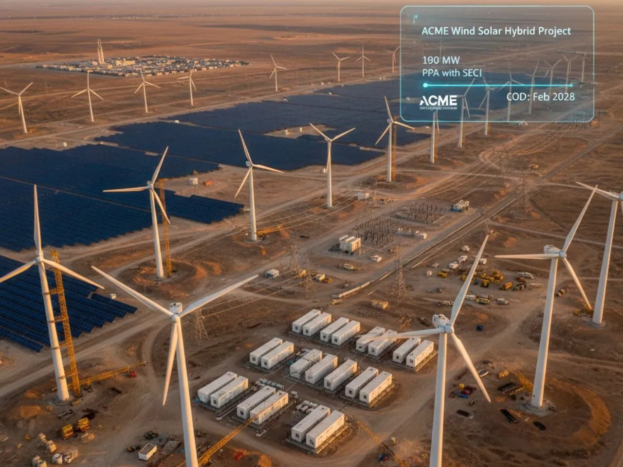 ACME Solar Secures SECI PPA for 190 MW Wind Solar Hybrid Project Under ISTS Framework