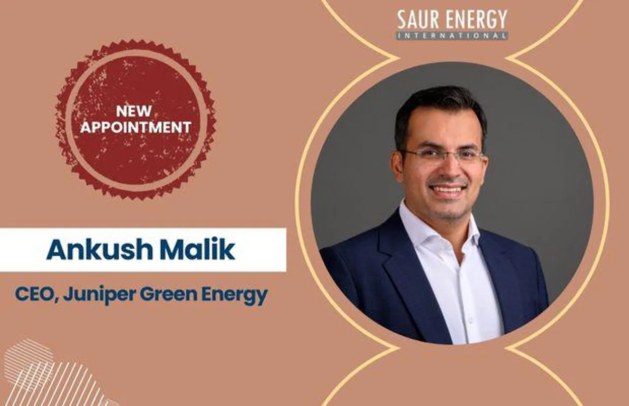 Juniper Green Energy Appoints Ankush Malik as Chief Executive Officer