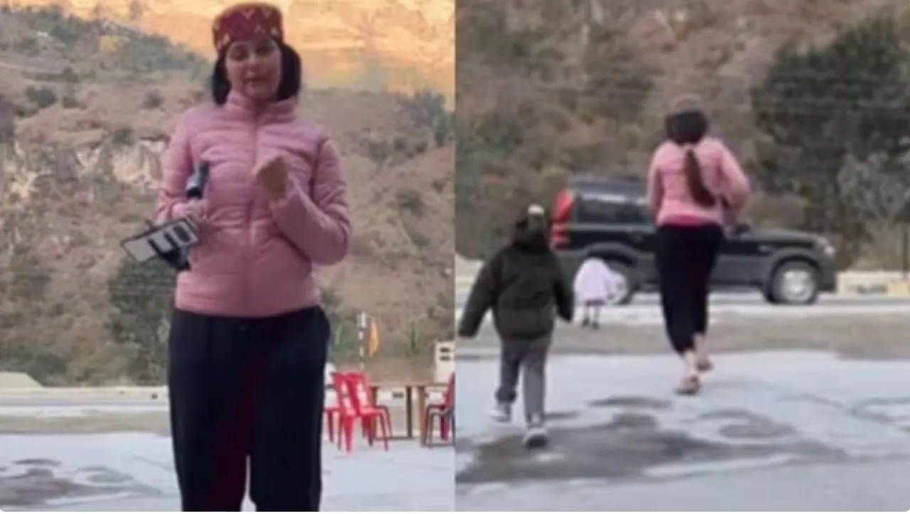 Women ignores child while filming reel