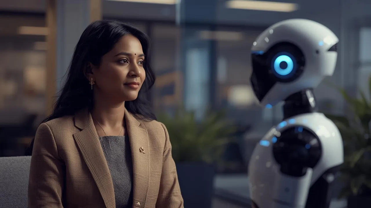 indian woman in interview with AI bot