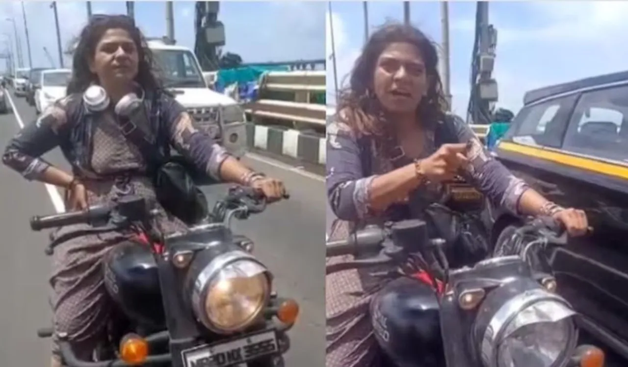 Woman Biker Threatens Traffic Police In Mumbai