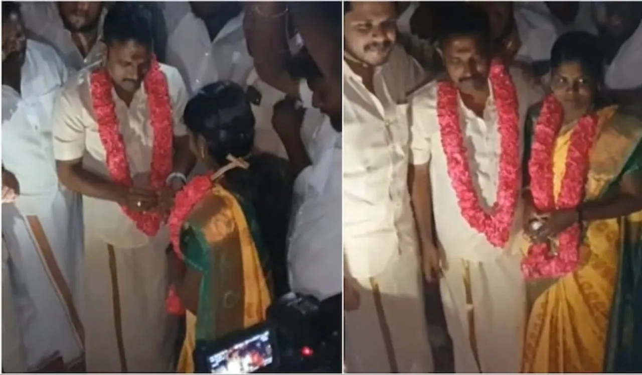 Couple Exchanges Garlands At Leo Screening 