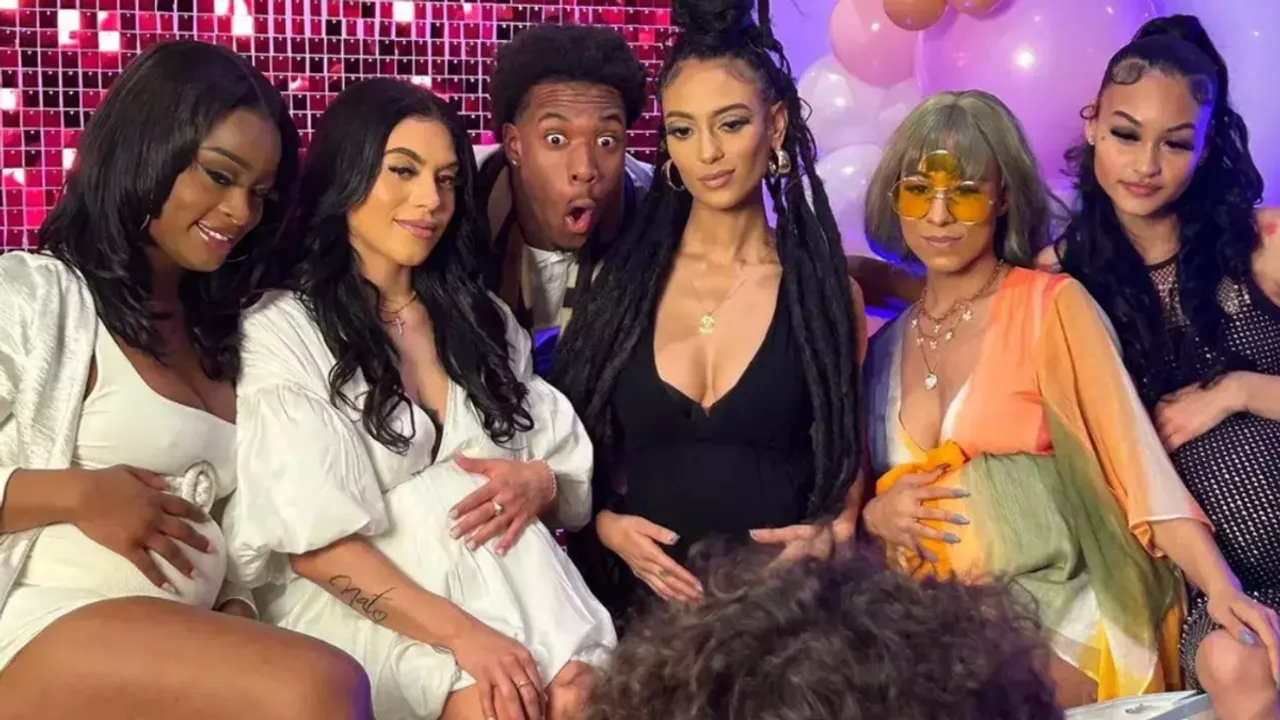 five women celebrate joint baby shower