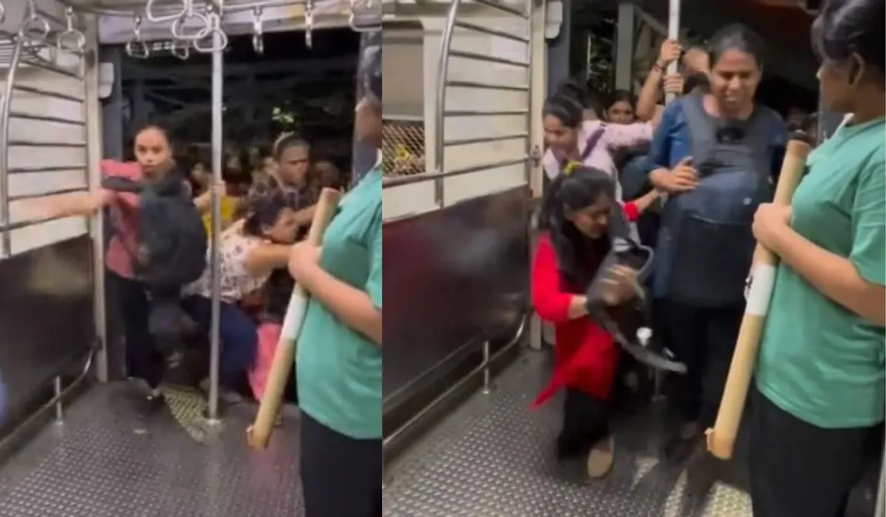 Women Rush To Enter Mumbai Local Train