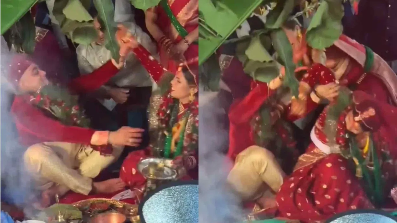 Bride And Groom Fight At Mandap
