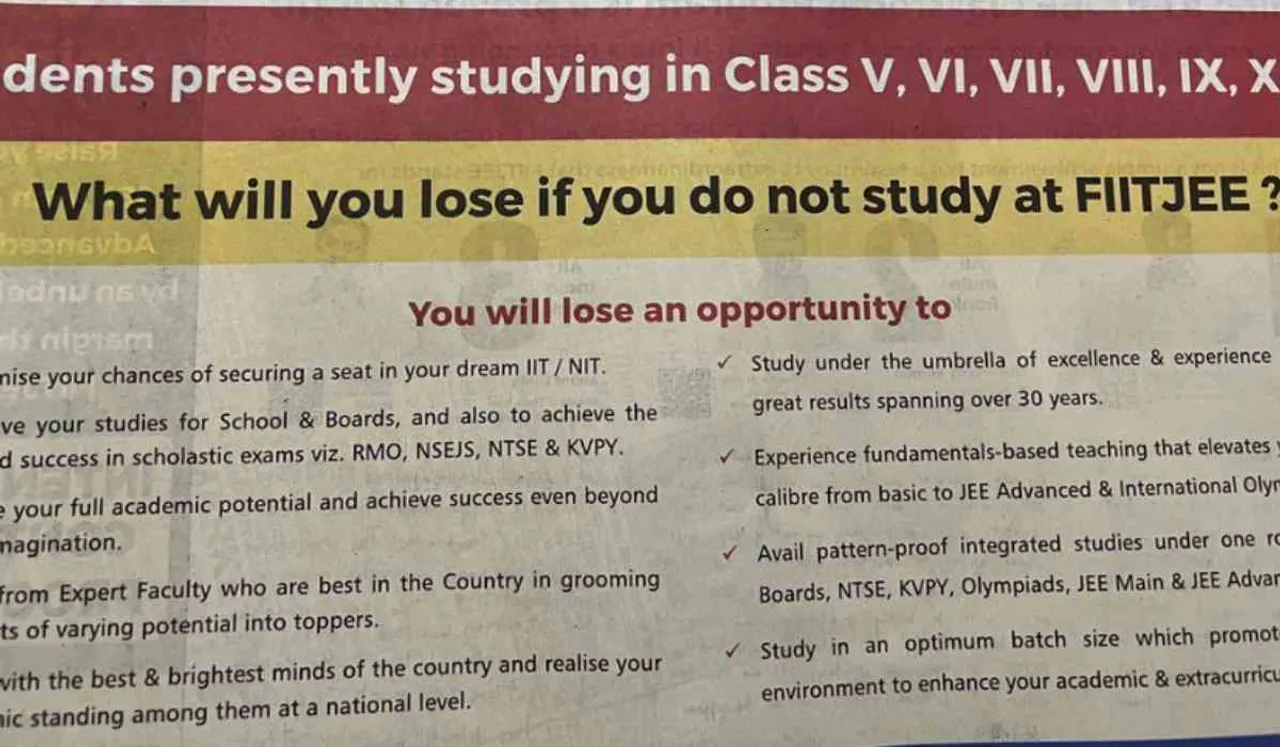 FIITJEE Coaching Ad