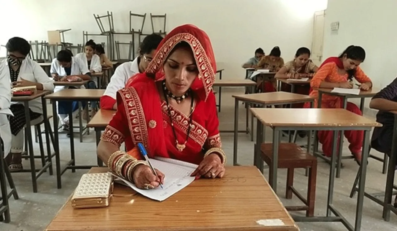 Rajasthani Bride Appears For Exam