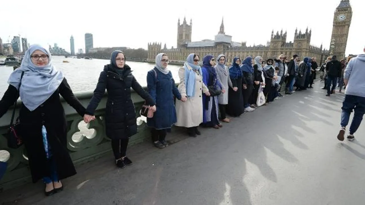 Women stand in solidarity with women's march