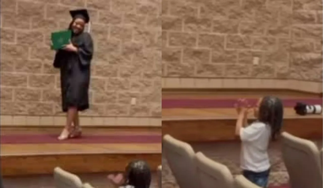 Son Cheering For Mother