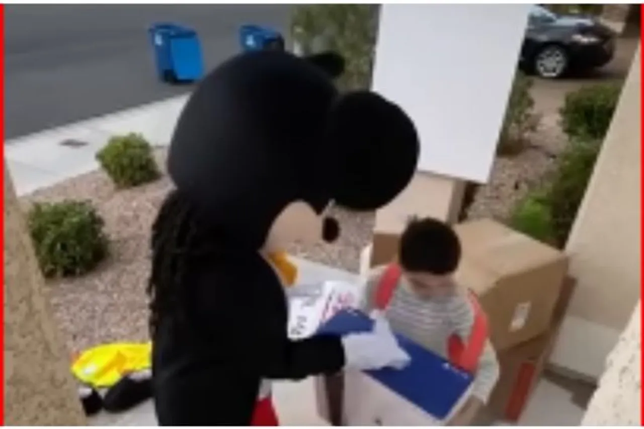delivery agent surprises boy