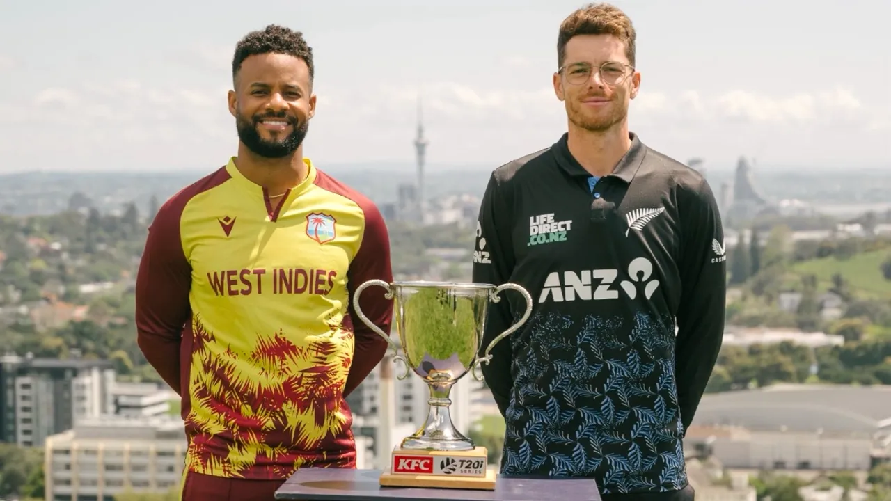 West-Indies-captain-Shai-Hope-left-and-New-Zealand-skipper-Mitchell-Santner-right