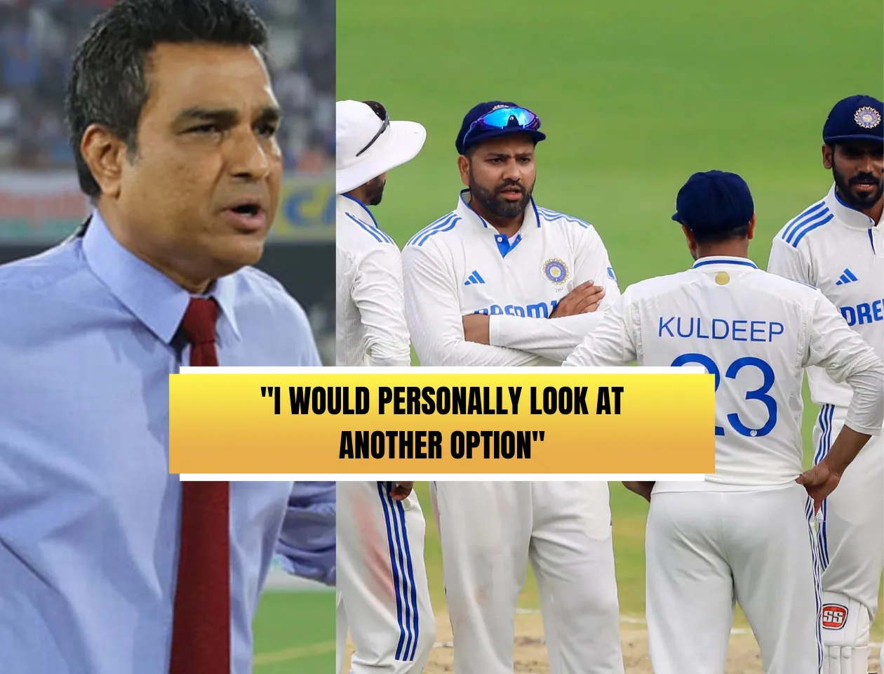 Sanjay Manjrekar (left) & Team India (Source: X)