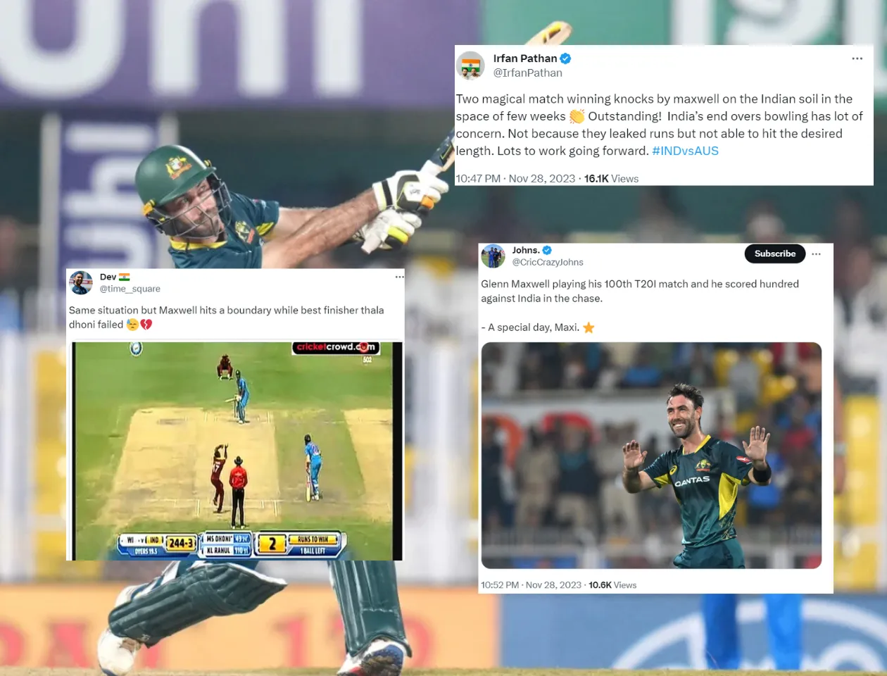 Glenn Maxwell hits a T20I hundred against India