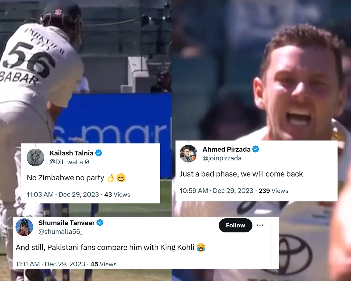 Babar Azam (left), Josh Hazlewood (right) (Source: Twitter)