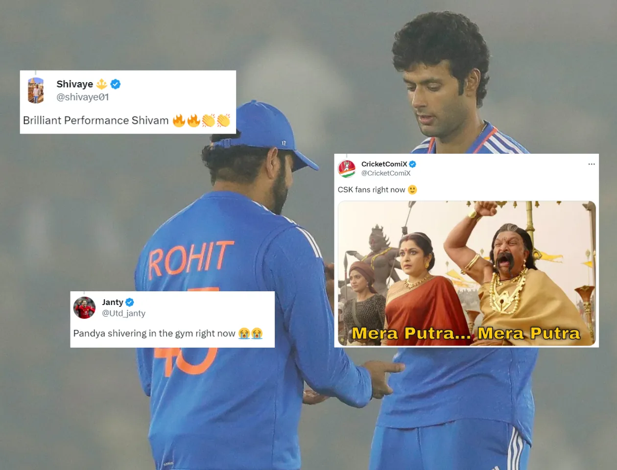 Rohit Sharma & Shivam Dube (Source: Twitter)