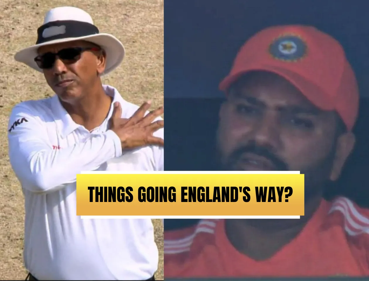 Umpire Joel Wilson (left) & Rohit Sharma (Source: X)