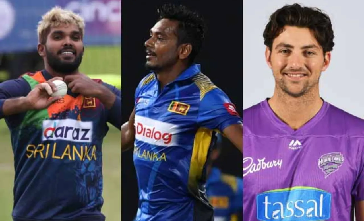 Wanindu Hasaranga, Dushmantha Chameera and Tim David