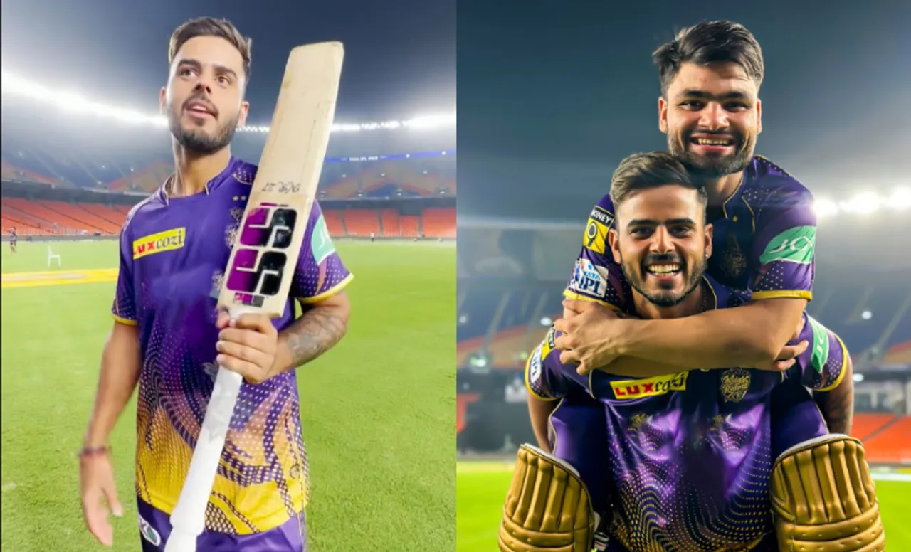 Rinku Singh used Nitish Rana's bat
