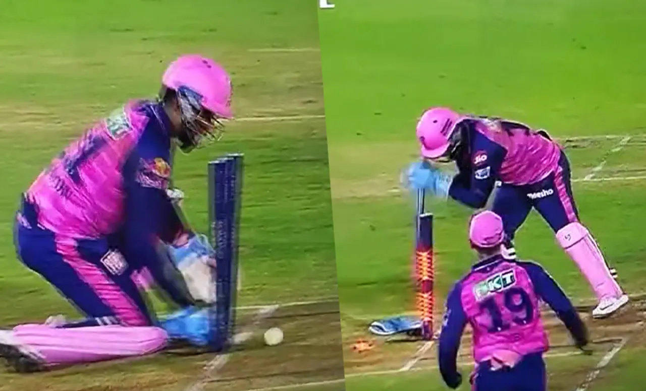 Watch: Sanju Samson hilariously fumbles during a stumping