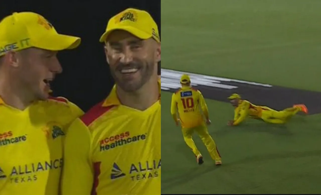 Faf du Plessis takes a catch in MLC 2023