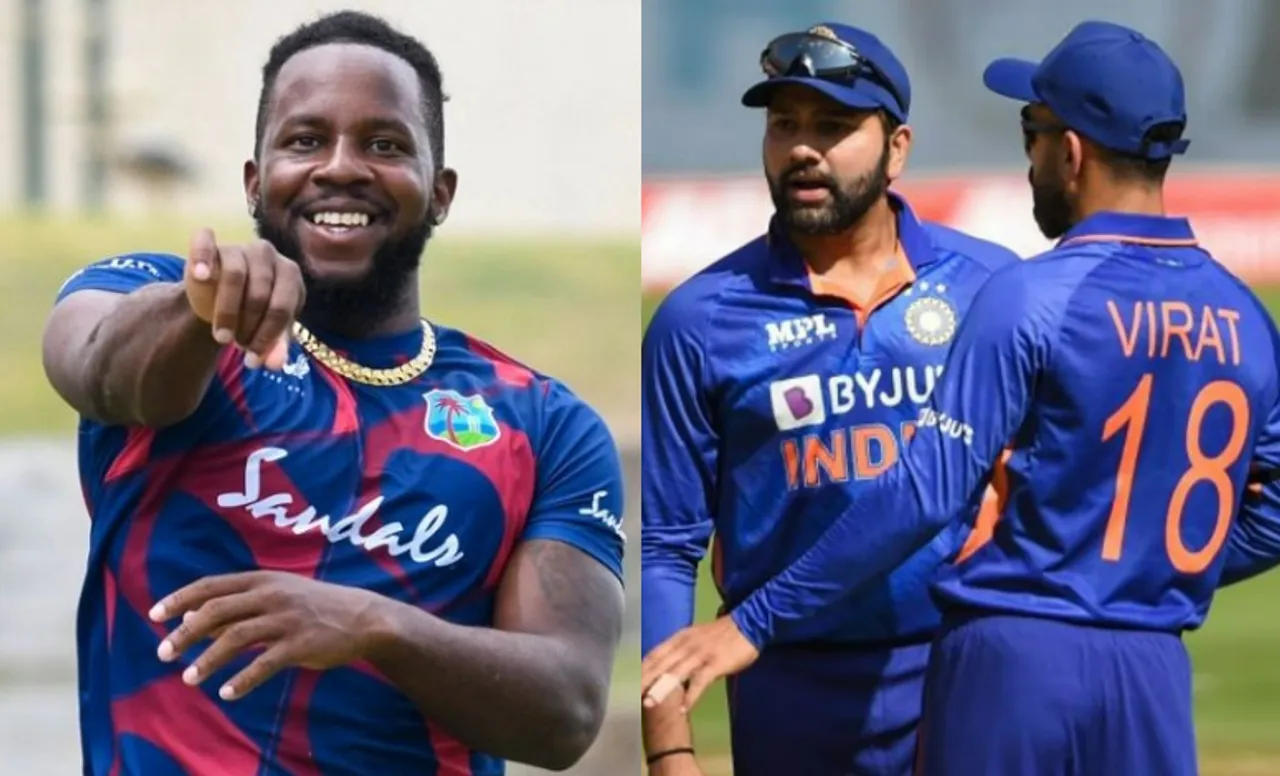 Kyle Mayers, Virat Kohli, and Rohit Sharma