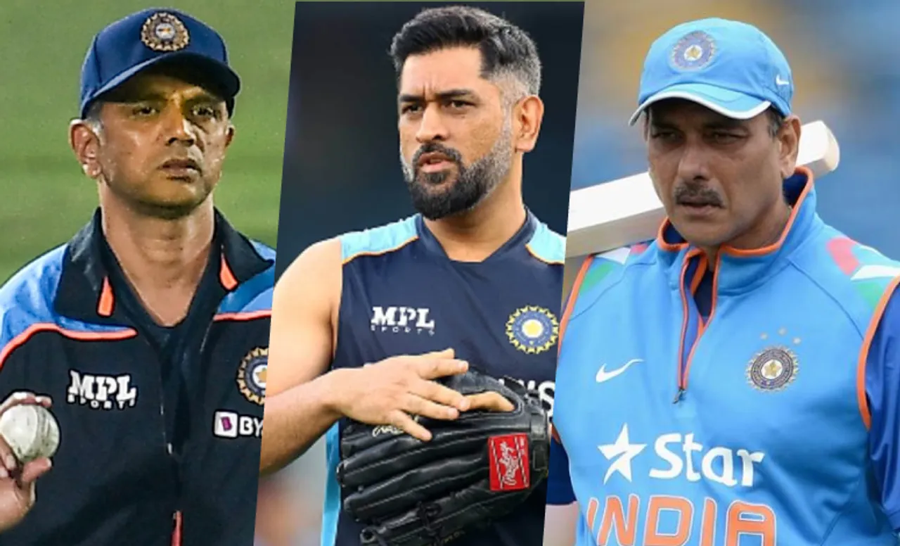Rahul Dravid Ravi Shastri MS Dhoni