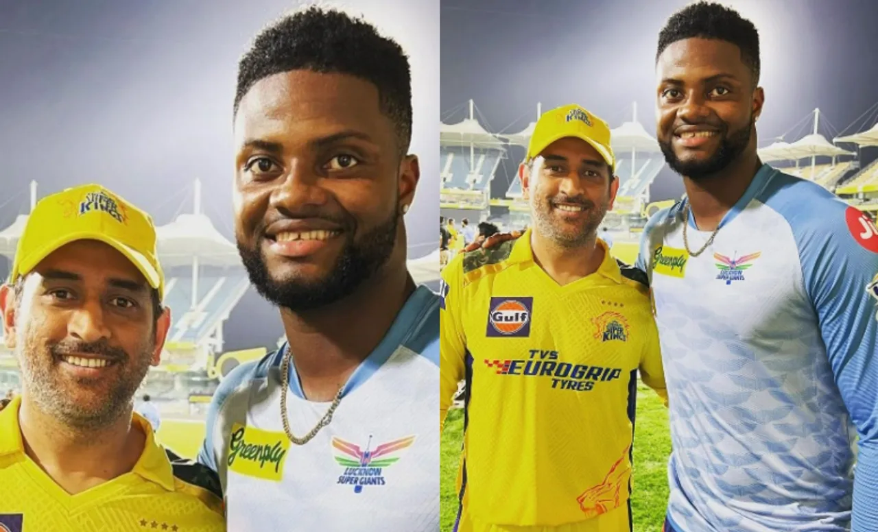 MS Dhoni and Romario Shephard