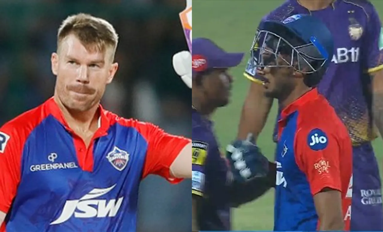 David Warner and Axar Patel (Source - Twitter)