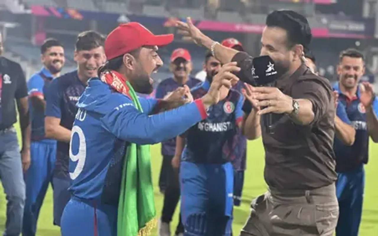 Rashid Khan dances with Irfan Pathan to celebrate Afghanistan's historic win