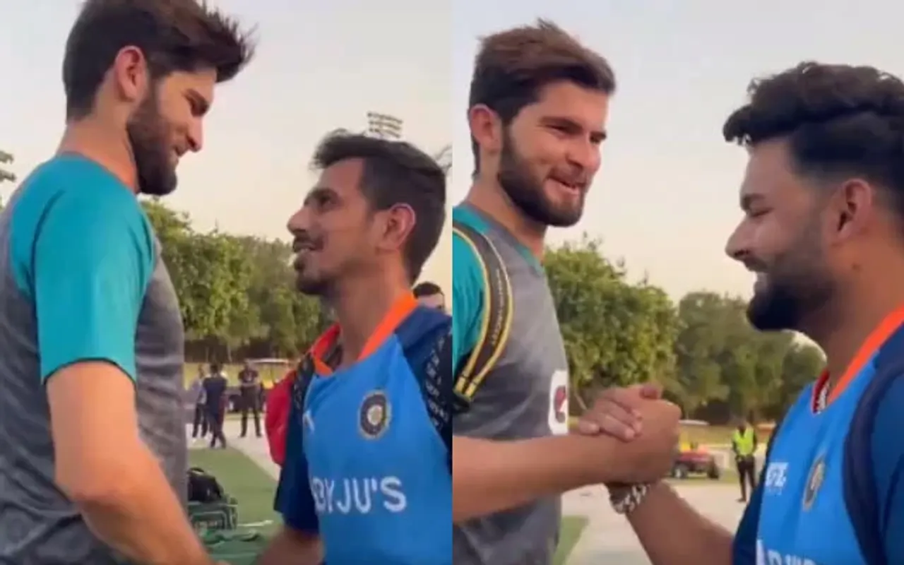 Shaheen Afridi, Yuzvendra Chahal, and Rishabh Pant. (Photo Source: Twitter/PCB)