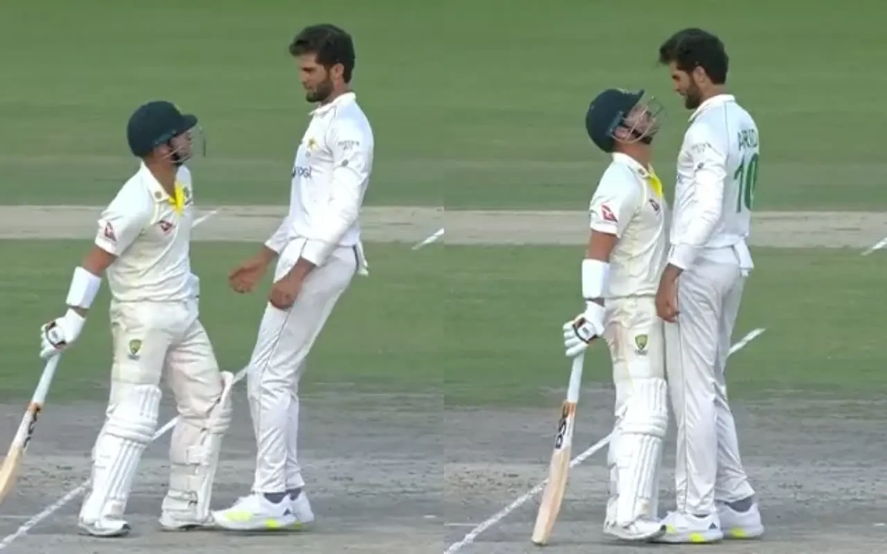 David Warner and Shaheen Afridi. (Photo Source: Twitter)