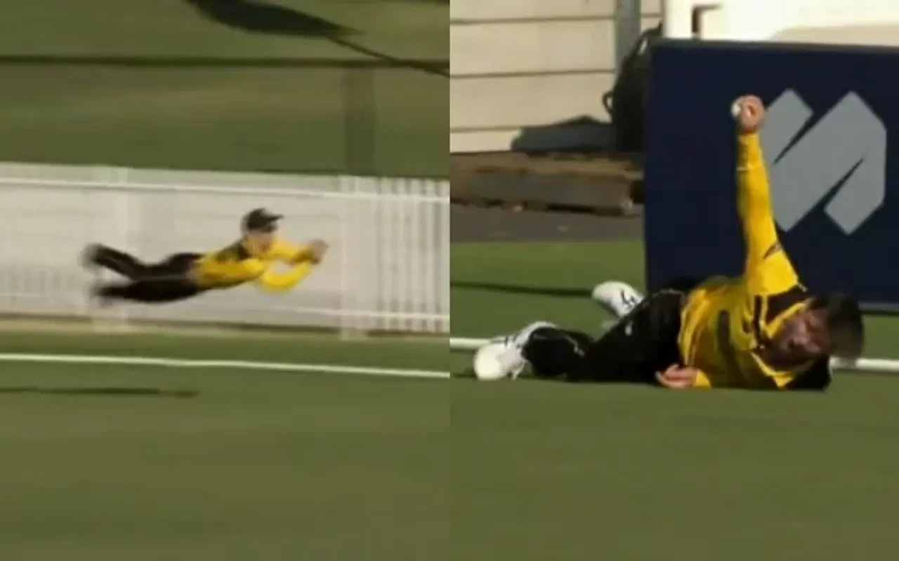 Hilton Cartwright grabs a one-handed stunner in Marsh Cup 2022 finale. (Photo Source: Twitter)