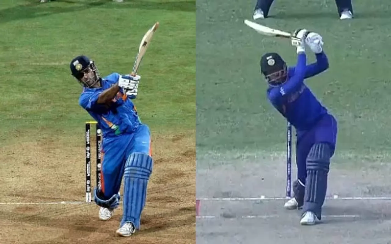 Mahendra Singh Dhoni and Dinesh Bana. (Photo source: Twitter)