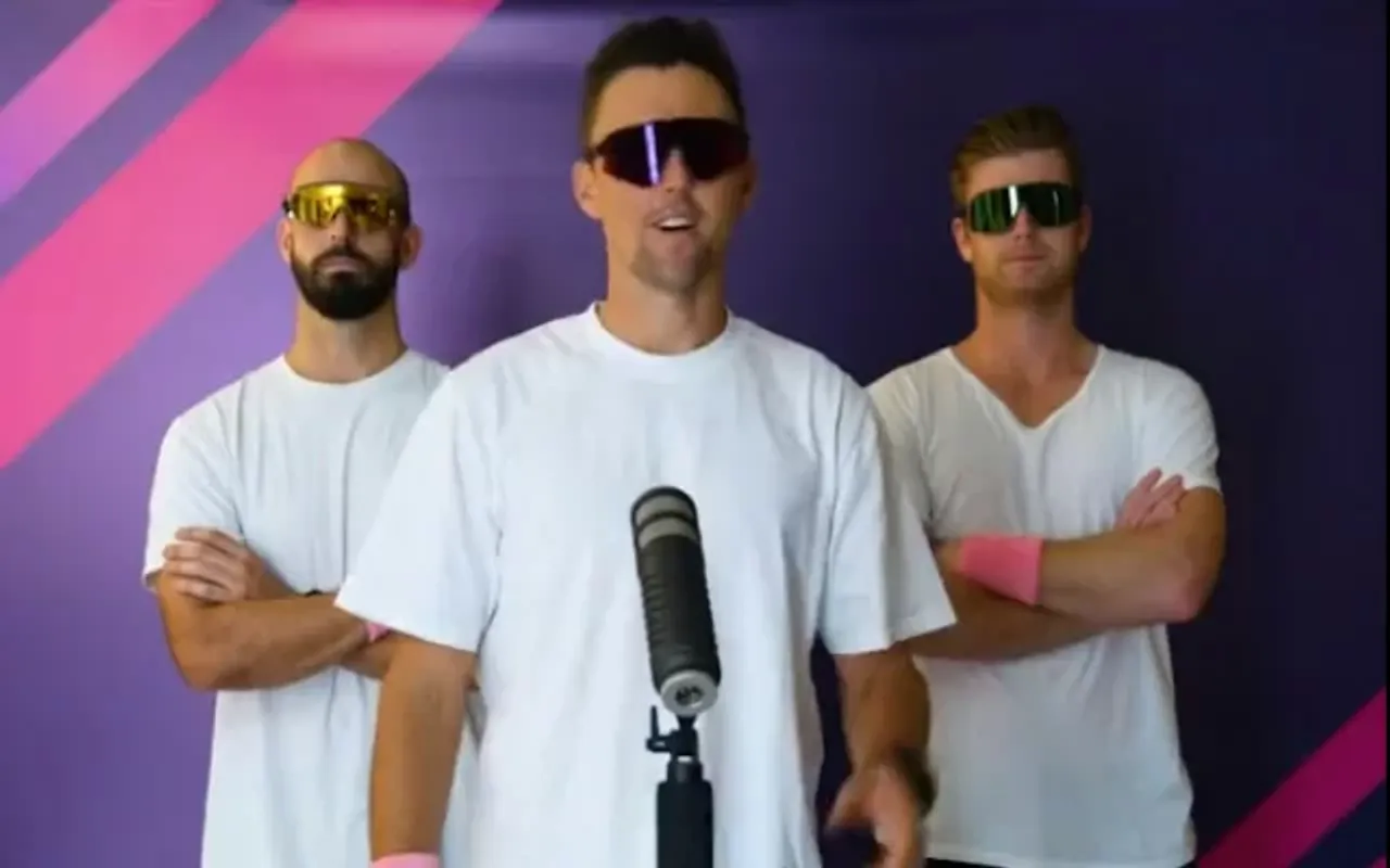 Trent Boult, Jimmy Neesham, and Daryl Mitchell of RR. (Photo Source: Twitter/RR)