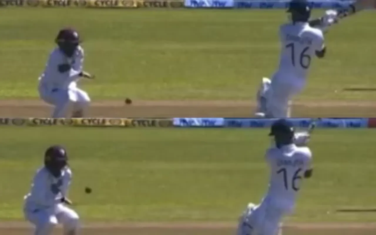 Jeremy Solozano took a hit on Day 1 of Galle Test between Sri Lanka and West Indies. (Photo Source: Twitter)