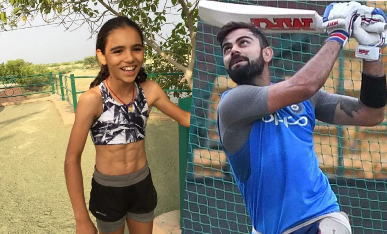 Virat Kohli and Pooja Bishnoi (Source: BCCI/Twitter)