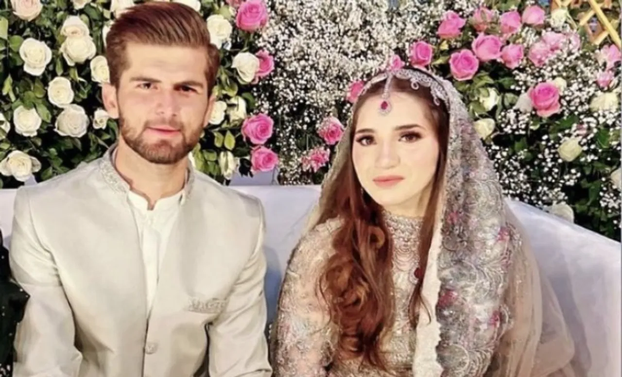 Shaheen Afridi (left) and his wife Ansha.
