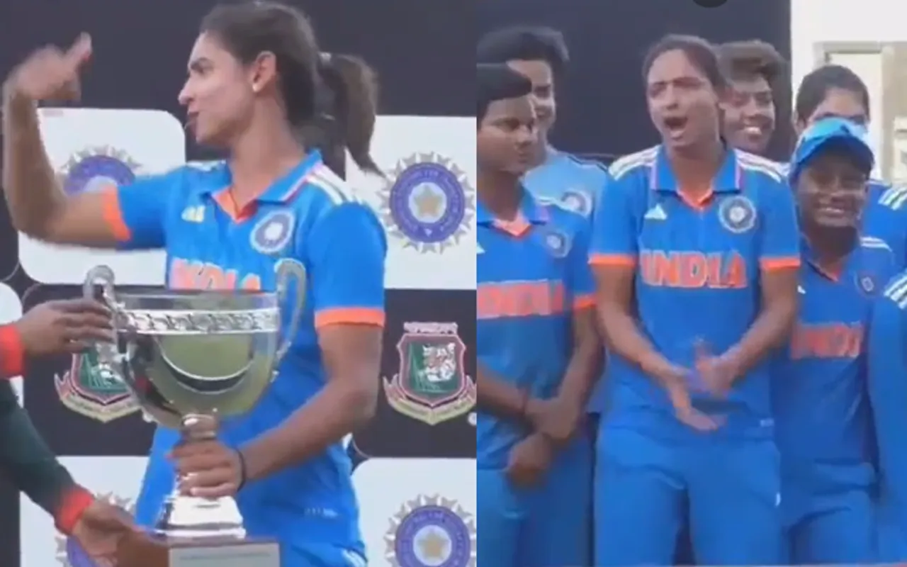 Harmanpreet Kaur misbehaves in BAN vs IND presentation ceremony