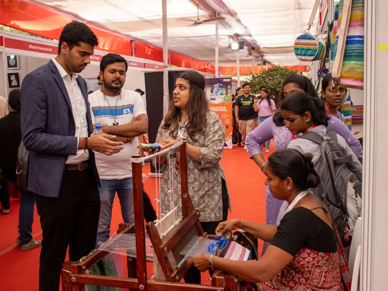Shardul Rao, Scientist-C at the Department of Science & Technology, Government of India, interacts with innovators and makers at Maker Mela, Somaiya Vidyavihar University. (1).jpg