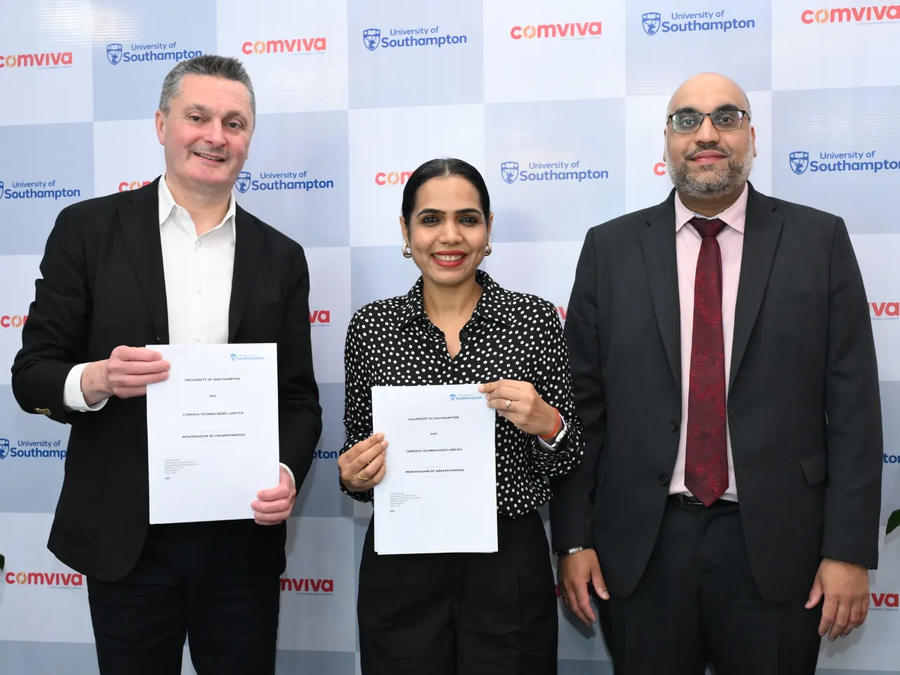 Picture Caption L to R - Prof Andrew Atherton-VP, International and Engagement-University of Southampton_ Bhagwati Shetty-CHRO, Comviva_ & Amarjit Singh, CEO, India Business Group.JPG