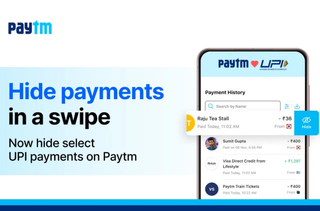 Paytm Launches Hide Payment Feature for User Transaction Privacy