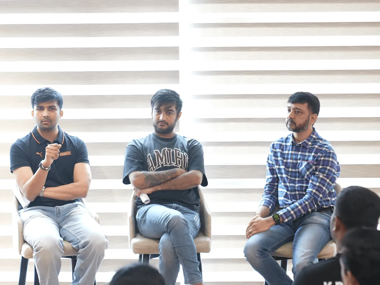 From left to right - Jai Shah, Yash Bhanushali and Vishal Parekh during Esports Masterclass at ApeCity