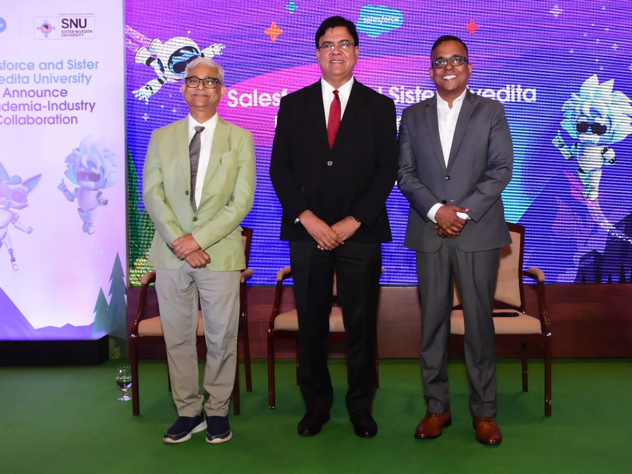 L-R Dr  Dhrubajyoti ChattopadhyayVice Chancellor of Sister Nivedita  Dr Sanku Bose Group CEO of Techno India Group and Dean School of Engineering at SNU Kamal Kanth Vice President - Sales Salesfor