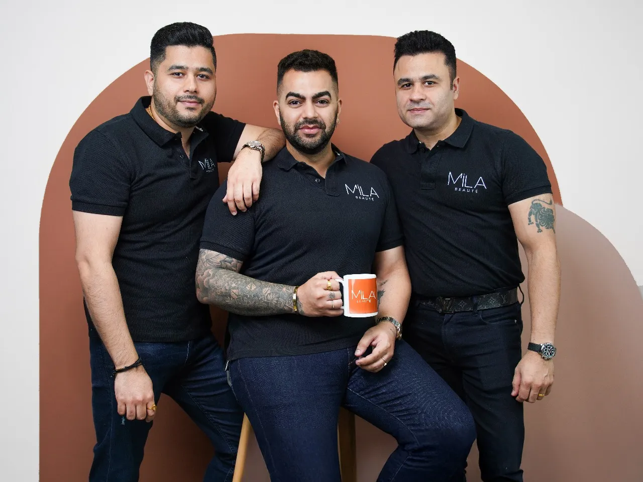 Founders Saahil Nayar, Sachin Chadha and Keshav Chadha, Mila Beauté